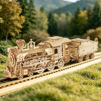3D Wooden Puzzles for Adults, DIY Steam Train Model Building Kit | 268Pcs Creative Craft & Model Kits for Adults, DIY Assembly Puzzle Desk Decor, Holiday Gift for Xmas, Teens Men 14+ - style: Steam Train