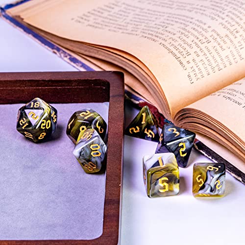 5 Sets DND Dice Polyhedral Dice Set (35pcs) with 1 Large Leather Bag, D&D Dice Set for RPG Table Games. (5Sets-Tricolor) - color: 5sets-tricolor