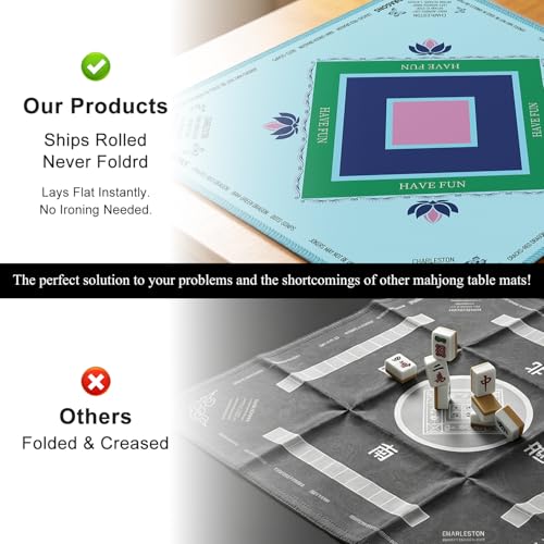 Turquoise Mahjong Mat 31.5x31.5 Inch,Anti-Slip Noise Reduction Table Cover, Equipped with a Portable Carrying Bag, Rubber Mahjong Mat for Poker, Cards and Board Games (Turquoise) - color: Turquoise