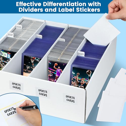 4 Pack Trading Card Storage Box - Holds 640 Top Loaders & 176 One Touch - Cardboard Case with Dividers for Sport Cards (4 Rows) - size: 4 Rows