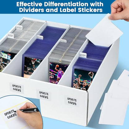 4 Pack Trading Card Storage Box - Holds 640 Top Loaders & 176 One Touch - Cardboard Case with Dividers for Sport Cards (4 Rows) - size: 4 Rows
