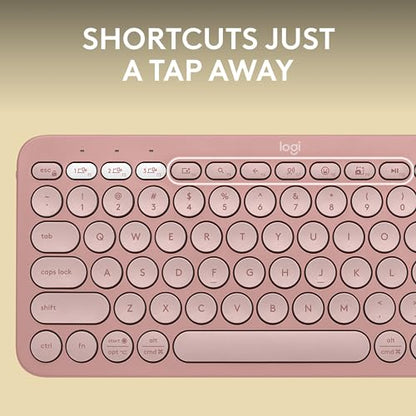 Logitech Pebble Keys 2 K380s, Multi-Device Bluetooth Wireless Keyboard with Customizable Shortcuts, Slim and Portable, Easy-Switch for Windows, macOS, iPadOS, Android, Chrome OS - Tonal Rose - color: Rose