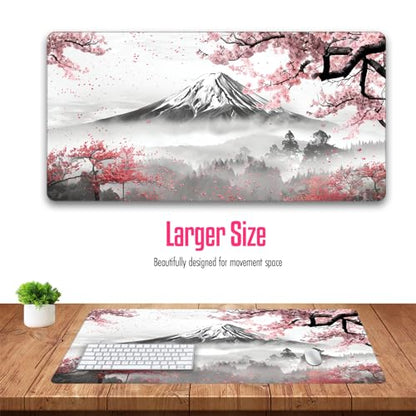 VNDL Large Japanese Gaming Mouse Pad, White and Red, Premium Non-Slip Anime Desk Pad for Office, Extended XL XXL Mouse Mat and Laptop Pad, Waterproof and Stiched Edges 31.5 x 15.7 in (mt2) - color: mt2