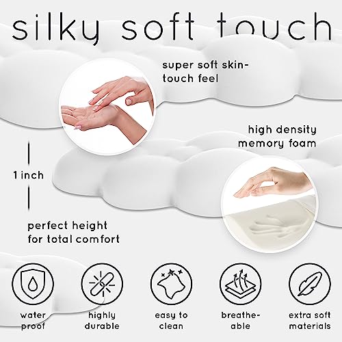 Cloud Keyboard Wrist Rest – Create-ables Qloud Cloud Wrist Rest for Computer Keyboard and Mouse, Ergonomic Memory Foam Wrist Pad with Non-Slip Base, Includes Cloud Mouse Pad – White - color: 01 Cloud White