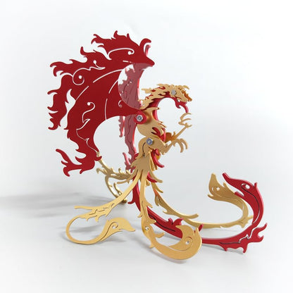 Phoenix 3D Metal Jigsaw Puzzle, Red-Wings, 28 Pieces | DIY Games, Handmade Model Kits, Stainless Steel, Building Blocks Assembly, Gift for Adult - color: Phoenix Red-wings
