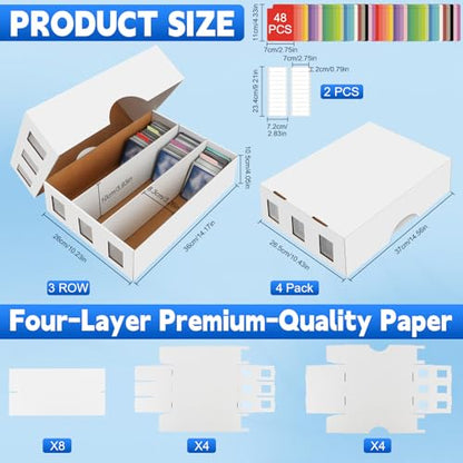 4 Pack Trading Card Storage Box, 9400+ Count Card Storage Box with 48 Card Divider White Sports Card Storage Box Cardboard Card Organizer Box Bulk Card Case Trading Card Box for Soccer Basketball Card - style: 4 Set-2