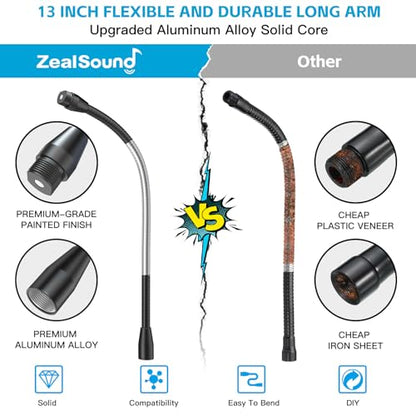 ZealSound Multifunction Metal Hose Arm, 13 inch Microphone Gooseneck, Stand Extension for Mic Floor Stand - size: 13-Inch