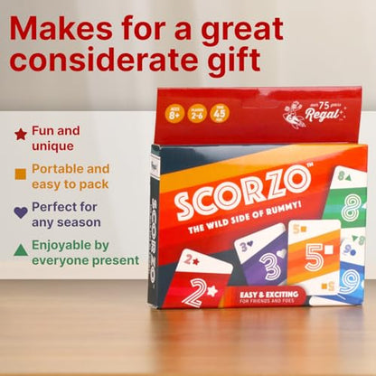 Regal Games - ScorZo - Rummy Card Game - Family Fun Friendly - 2-6 Players Ages 8+ - size: ScorZo