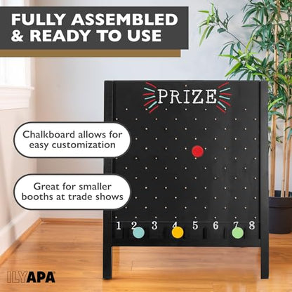 Ilyapa Prize Drop Board, 27.5x41 in - Penny Drop Game, Chalkboard Sign | Wooden A-Frame Chalkboard Sign, Includes 16 Coin Drop Discs & Eraser - For Trade Shows & Events - color: Black, size: 28x41