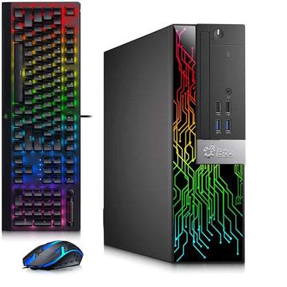 BTO RGB Desktop Computer - Intel Core i7-6700 6th Gen - 16GB DDR4 RAM - 256GB SSD - 500GB HDD - GeForce GTX 1050Ti - RGB Keyboard & Mouse - WiFi - Gaming PC - Windows 11 Pro (Renewed)