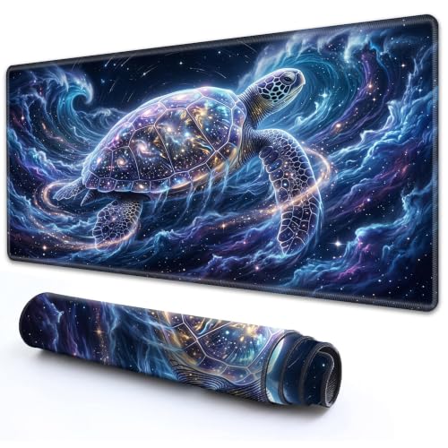 for TCG MTG Commander Playmat 24 x 14 Inch Trading Card Game Mat | Thick Non Slip Rubber Playmat With HD Fade Resistant Printing for All Card Games, Cosmic Galaxy Space Turtle - color: Cosmic Galaxy Space Turtle, size: 24" x 14"