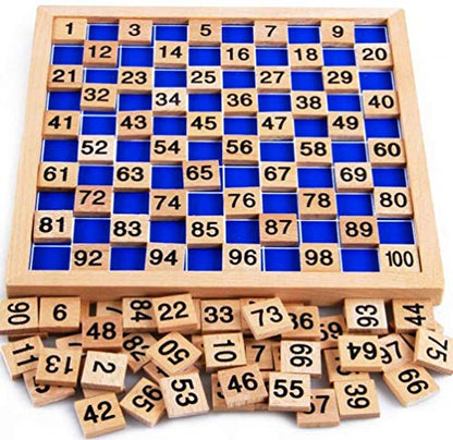 CICITOYWO Wooden Hundred Board Montessori Math Counting Toys, 1-100 Numbers Kindergarten Preschool Learning Educational Game for Toddler Kids (Hundred Board)