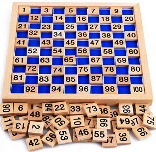 CICITOYWO Wooden Hundred Board Montessori Math Counting Toys, 1-100 Numbers Kindergarten Preschool Learning Educational Game for Toddler Kids (Hundred Board)