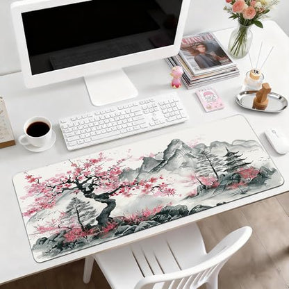 Gaming Mouse Pad, Desk Mat for Keyboard and Mouse, Large Mouse Pad for Desk, Computer Mousepad - color: Japanese Ink Painting