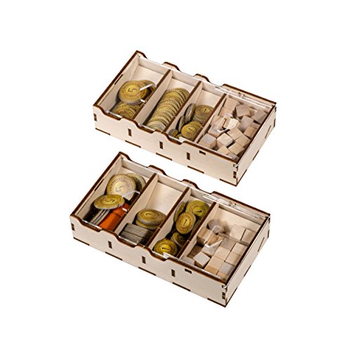 The Broken Token Terra Mystica Compatible Game Organizer - Wood Storage Box with Multiple Trays