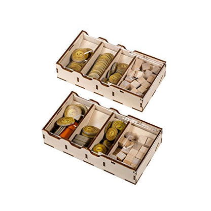 The Broken Token Terra Mystica Compatible Game Organizer - Wood Storage Box with Multiple Trays