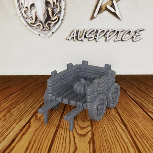 AUSPDICE Merchant Cart Tabletop Unpainted Miniature, 28mm DND Terrain AS734 | Fantasy Role Playing Scenery for Dungeons and Dragons, TTRPG Games, Merchant Encounters and Medieval Market Theming