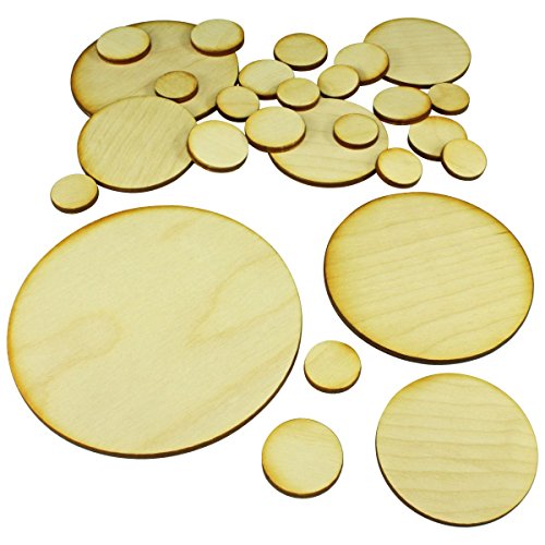 LITKO Round Plywood Miniature Bases | D&D & RPG Sampler | Set of 27 | | 5 Sizes: 3/4-Inch to 4-Inch | Compatible with Dungeons & Dragons, Pathfinder & Tabletop RPGs
