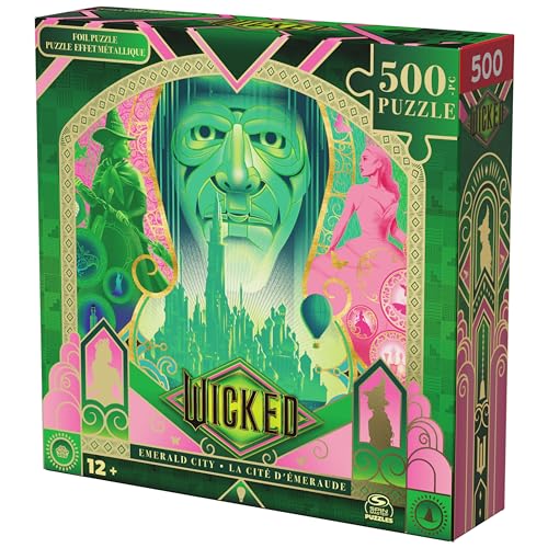 Spin Master Games Wicked Movie 500-Piece Lenticular Jigsaw Puzzle | 500-Piece Lenticular Puzzle, Screen-Free Activity, Stress Relief For Adults, Official Movie Themed Collectible Toy, Ages 8+ - style: Wicked 500 pc Emerald City Puzzle