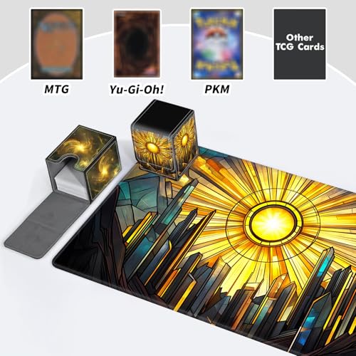 BVDIKMI Card Deck Box for MTG, Card Storage Box Fits 100+ Single Sleeved Cards, PU Leather Strong Magnet Card Deck Case Holder for Magic Commander TCG CCG, Galaxy Sun - color: Galaxy Sun