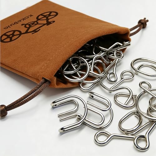 38 PCS Metal Brain Teaser Puzzles Set – Challenging Disentanglement Logic Lock Games for Adults, IQ Mind Toy Gift for Teens & Kids in Portable Travel Pouch - style: 38PCS Metal Puzzles