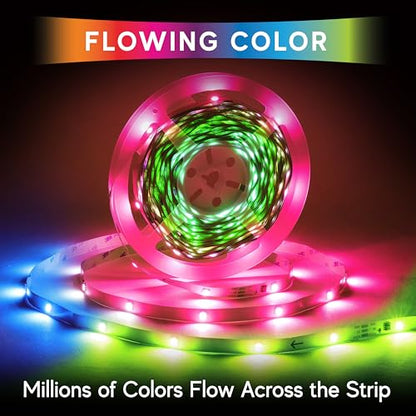 Xtreme RGB+IC LED Light Strip, 100’ Foot Indoor Sound Reactive Multi Color Chasing LED Light Strip, Bluetooth App Control, Sound Reactive Gaming Lights, 540 RGB+IC LED Lights, 24V Plug-in Light Strip - size: 100 Foot