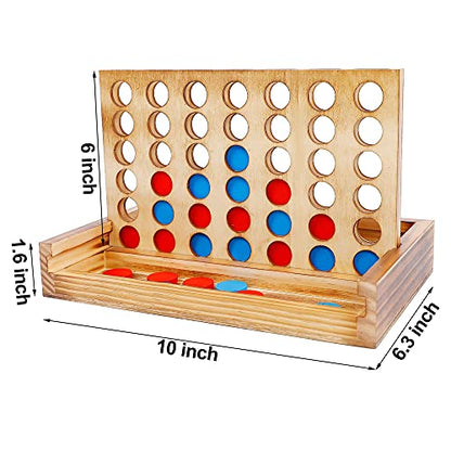 Glintoper Tic Tac Toe & 4 in a Row Tables Game Set, Classic Board Line Up 4 for Living Room Rustic Table Decor and Use as Game Top Wood Guest Room Decor Strategy Board Games for Families - style: Tic Tac Toe & 4 in a Row