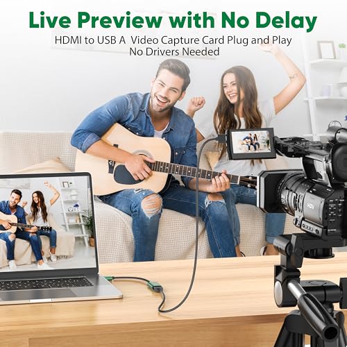 Video Capture Card, 4K HDMI to USB 3.0 Capture Card,1080P 60FPS Capture Card for Streaming, Gaming, Compatible with IPad Windows Android Mac OS Switch 2/Xbox/PS5/4/Camera/Zoom/OBS(Green)