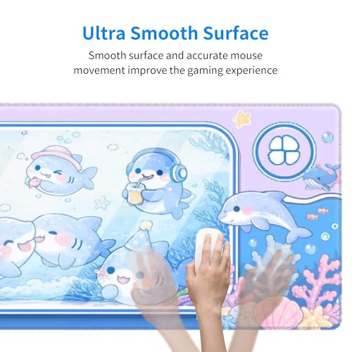 Fish Gaming Mouse Pad Extended Large Mouse Mat 31.5 X 11.8 Inch Nonslip Rubber Base Long Desk Pad Stitched Edges Mousepad Mice Pad for Office Home Game - color: Fish