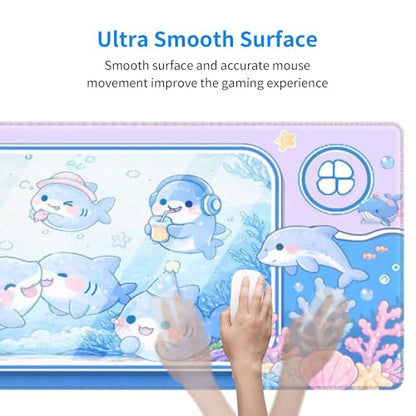 Fish Gaming Mouse Pad Extended Large Mouse Mat 31.5 X 11.8 Inch Nonslip Rubber Base Long Desk Pad Stitched Edges Mousepad Mice Pad for Office Home Game - color: Fish
