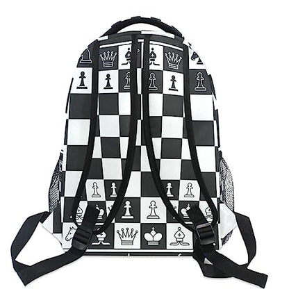Black White Chess Board Backpack Plaid Bookbag Daypack Travel Hiking Camping School Laptop Bag - color: Multi Pattern 5