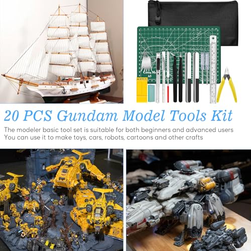 Gundam Model Tool Kit, Hobby Building Tools Kit, 20PCS Basic Gunpla Tool Kit Hobby Making, Gundam Accessories Metal Earth Tool for Gunpla Basic Model Assembling Repairing Fixing DIY