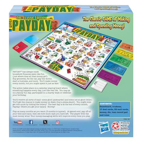 Winning Moves The Game of Pay Day, Make & Spend Money for Fun | Popular 1970's Artwork, 2-4 Players, Ages 8+