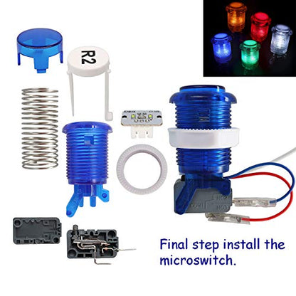 Arcade Game Stick DIY Kit with Logo LED Buttons, 8-Way Joystick, USB Encoder Cable Controller for PC, MAME, Raspberry Pi, Android - color: mix