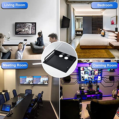 HNVNER Black Floating Media Shelf for Router Streaming TV Box, 12x10 Inch | Anodized Aluminum, Cable Hole, Open Design for Cooling, Wide 12-inch Surface, Wall Shelf fits Cable Box Small Projector - color: 1 Layer-large-1pcs
