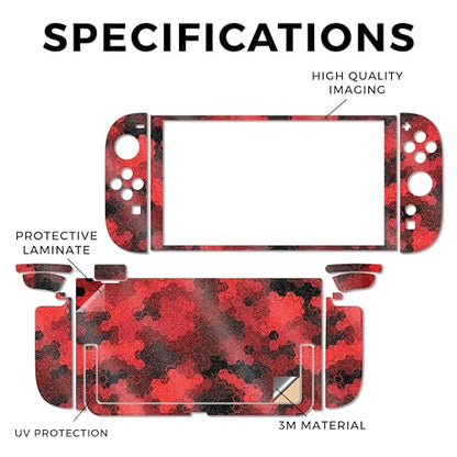 Glossy Glitter Gaming Skin Compatible with Nintendo Switch 2 Console Only - Red Hexa Camo - Premium 3M Vinyl Protective Wrap Decal Cover - Easy to Apply | Crafted in The USA by MightySkins - color: Red Hexa Camo, size: Switch 2 Console Skin Only, style: G