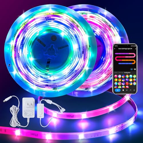LED Strip Lights 105ft, RGBIC Color Changing Smart Lights with App, Remote & Voice Control, Music Sync, 64 Scenes, Flexible, DIY Cuttable, Easy Installation for Bedroom, TV, Gaming, Party - size: 105FT