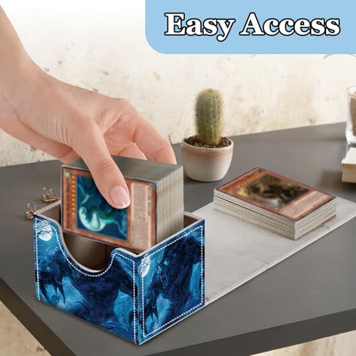 Commander Deck Box for Trading Cards - Fits 100+ Double Sleeved Cards, PU Leather MTG TCG Storage Case with Strong Magnetic Closure, Howling Werewolf - color: Howling Werewolf