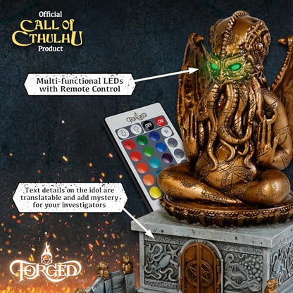 Forged Dice Co. Call of Cthulhu Idol Dice Tower - Hand Painted Resin Dice Roller and Dice Rolling Tray with LED Lights - Compatible with DND Accessories and Polyhedral Dice - Licensed By Chaosium Inc.