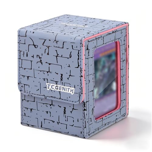 MTG Commander Deck Box with Display Window, Magnetic Closure Card Case Holds 100+ Double-Sleeved Cards, PU Leather TCG Storage Box Compatible with PTCG, Sports & Trading Cards (Pink) - color: Blue