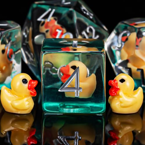 Duck D&D Resin Dice Set, Polyhedral DND Dice Animal Inclusion Dice D and D for Dungeons and Dragons MTG RPG Board Games for 15 Years and Up - color: Duck