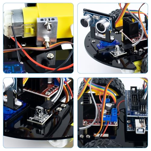LAFVIN 2WD Smart Robot Car Kit with R3 Board, Ultrasonic Sensor, L298N Motor Driver, IR Remote Control, Obstacle Avoidance STEM Educational DIY Kit for Beginners - size: V1