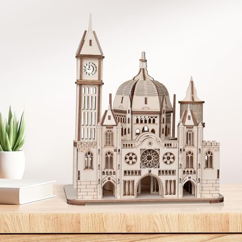 3D Wooden Puzzles for Adults, DIY Castle Model Building Kit | Creative Craft & Model Kits for Adults, DIY Assembly Puzzle Desk Decor, Holiday Gift for Xmas, Teens Men 14+, STEM Project - style: Castle