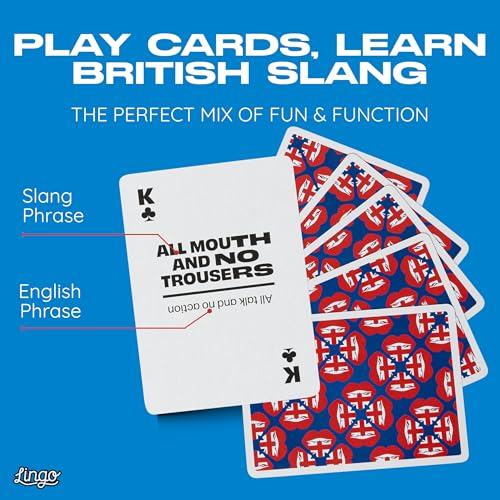 Lingo British Slang Playing Cards in Premium Travel Tin | Learn Funny British English Expressions | Luxury Gift Box for Anglophiles & London Travelers | Hilarious Card Game for Adults