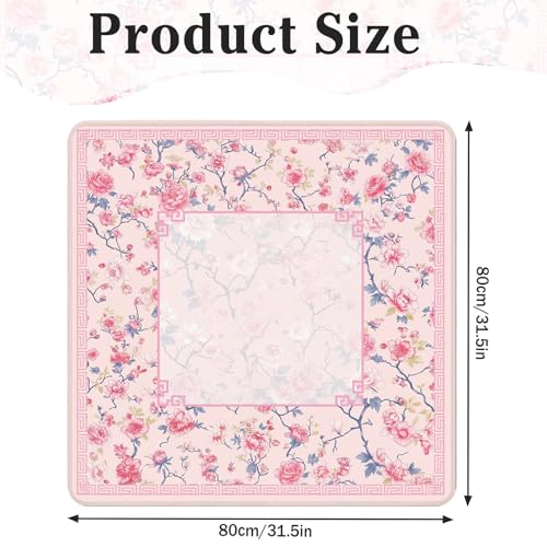Britimes Mahjong Mat with Black Carrying Bag,31.5"x31.5", Floral Pink | Non-Slip Noise Reduction Gaming Mat Rubber Multi Purpose Game Table Cover for Mahjong Card Dominoes Board Tile Games - color: Pink Flowers