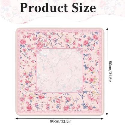 Britimes Mahjong Mat with Black Carrying Bag,31.5"x31.5", Floral Pink | Non-Slip Noise Reduction Gaming Mat Rubber Multi Purpose Game Table Cover for Mahjong Card Dominoes Board Tile Games - color: Pink Flowers