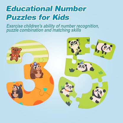 Wooden Puzzles for Kids, Montessori Numbers Puzzles Animal Puzzle for Toddlers, Preschool Learning Toys Educational STEM for Boys Girls Ages 3+ - style: Numbers