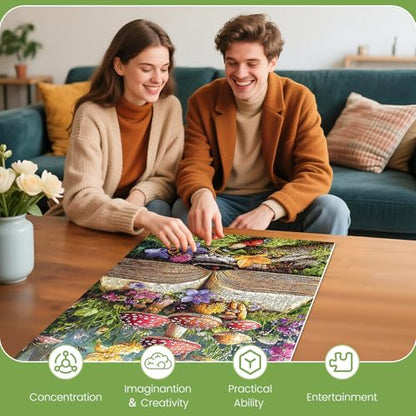 Colorful Fantasy Mushroom Book 500 Puzzles, Fun and Challenging | Puzzle for Family Time, Relaxing Gift for Adults, Seniors, 20.5 x 15 in - style: MUSHROOM BOOK