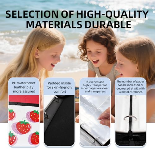 Collectible Trading Card Albums,4 Pocket Card Binder, 400 Double Sided Pocket,PU Premium Zip Trading Card Binder for TCG, MTG,Sports Cards (Pink White) - color: Pink White