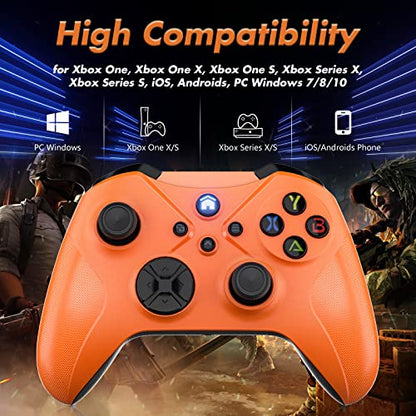 LENISUOLE Replacement Wired Controller for Xbox 360, Game Controller for 360 with Dual-Vibration Turbo Compatible with Xbox 360/360 Slim and PC Windows 7,8,10,11 - color: Orange